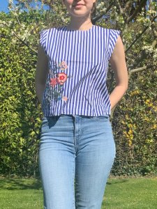 Haut rayé bleu et blanc